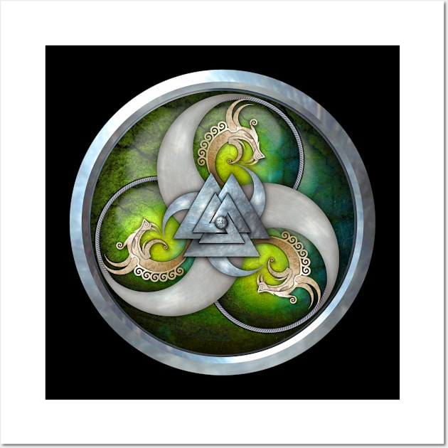 Green Norse Triple Dragons Shield Wall Art by NaumaddicArts